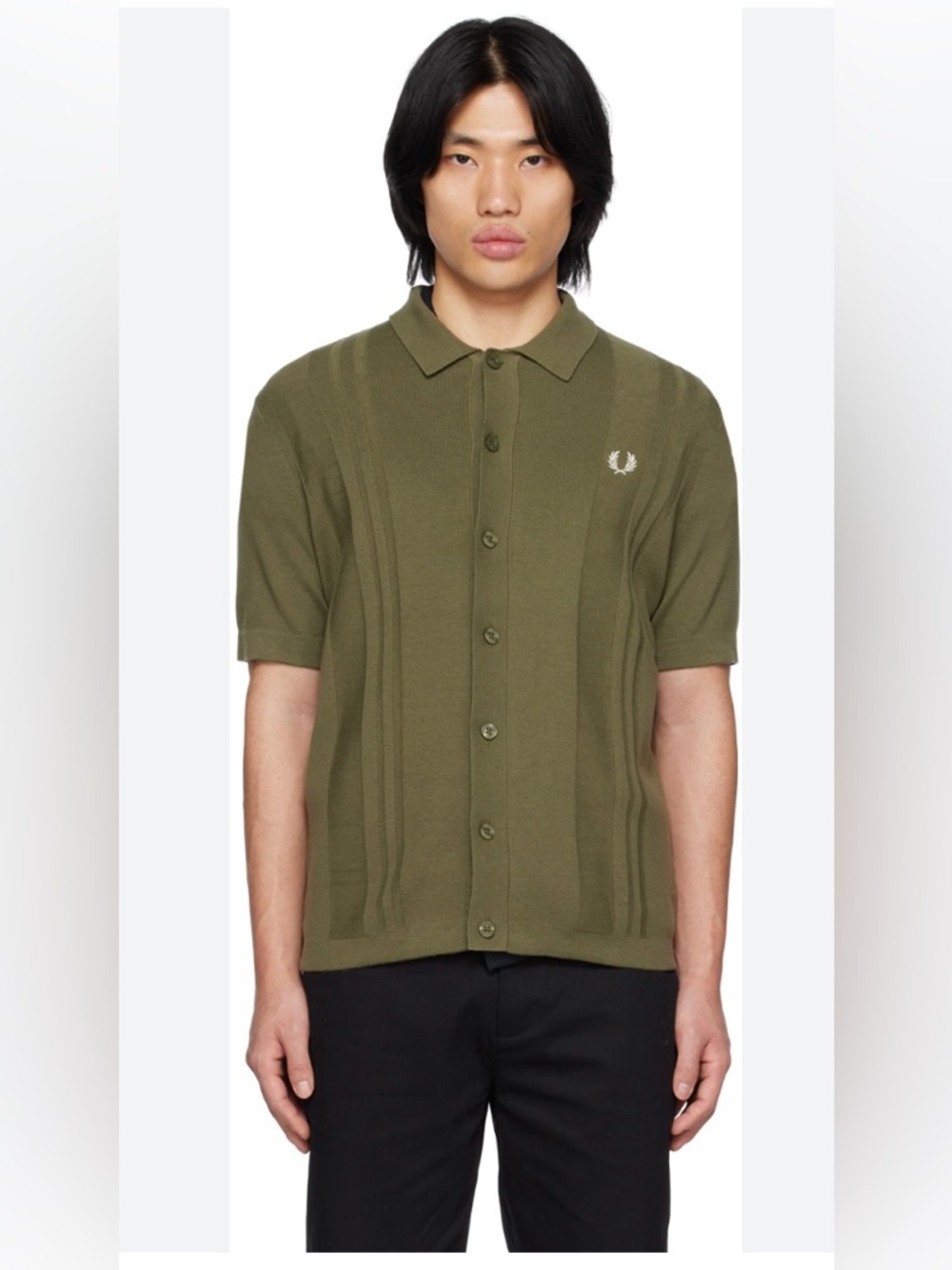 Fred Perry Olive Green Short Sleeve Button Polo